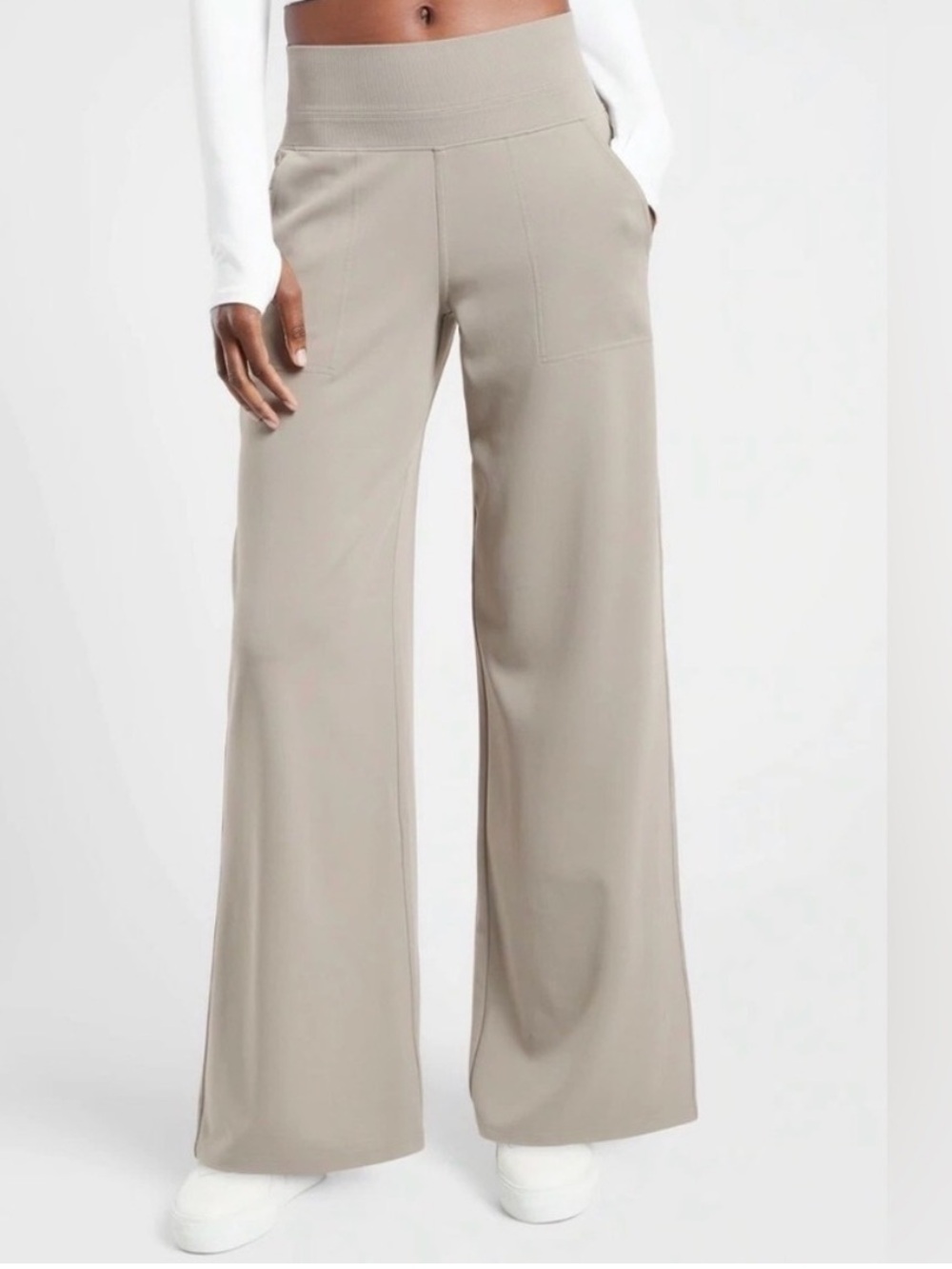 Athleta Taupe Wide-Leg Bootcut Pants
